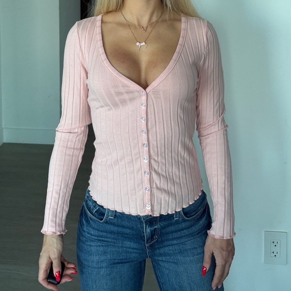 NWT Nina Button Top in Pink XS